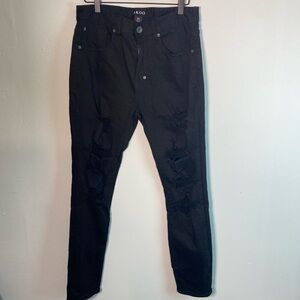 Akoo No Rivals Black Distressed Jeans Size 32